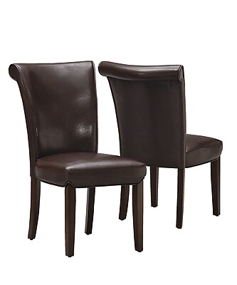 Monarch Specialties 2 Piece Leather Look Dining Chair Dark Brown I 1665BR