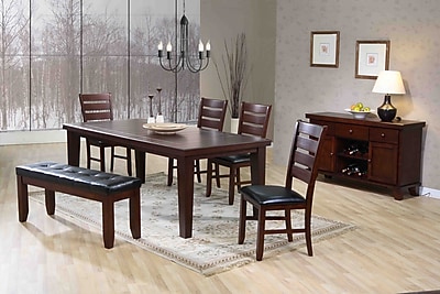 Monarch Specialties Leather Look Seat Dining Chair 40 H Dark Oak 2 Chairs I 1831
