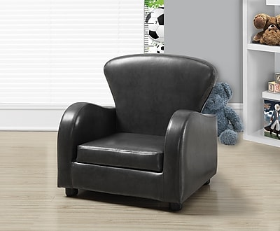 Monarch Specialties Leather Look Juvenile Chair Charcoal Gray I 8141