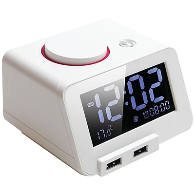 HOMTIME C1Pro White Bluetooth Alarm Clock with Dual USB Chargers (SFN19301)