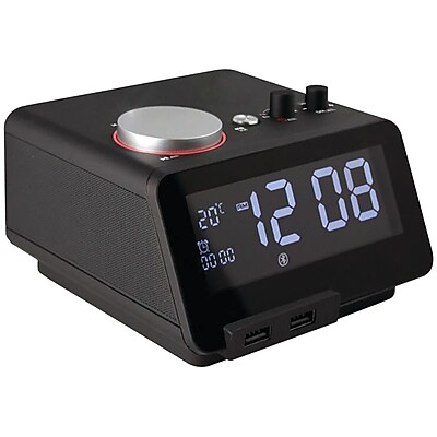 Homtime SFN19307 C12 Bluetooth Black Alarm Clock with Dual USB Charging Ports (SFN19307)