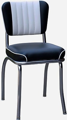 Richardson Seating Retro Home Side Chair w Two Toned Channel Back; Black