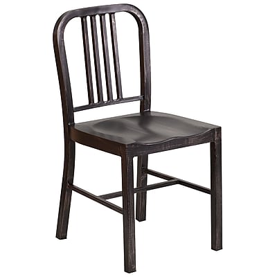 Flash Furniture Metal Indoor Outdoor Chair Black Antique Gold CH3120018BQ