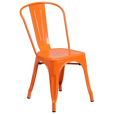 Flash Furniture Metal Indoor Outdoor Stackable Chair Orange CH31230OR