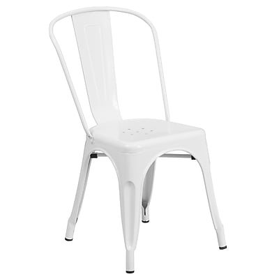 Flash Furniture Metal Indoor Outdoor Stackable Chair White CH31230WH