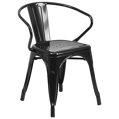 Flash Furniture Black Metal Indoor Outdoor Chair with Arms CH31270BK