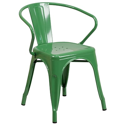 Flash Furniture Green Metal Indoor Outdoor Chair with Arms CH31270GN