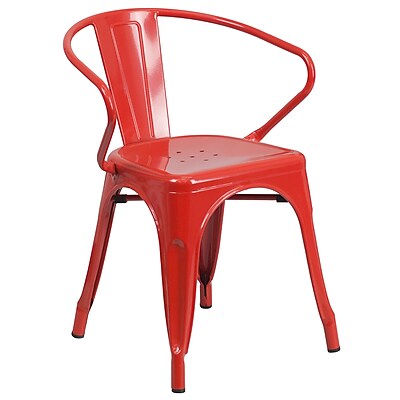 Flash Furniture Metal Indoor Outdoor Chair with Arms Red CH31270RED