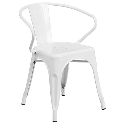 Flash Furniture Metal Indoor Outdoor Chair with Arms White CH31270WH