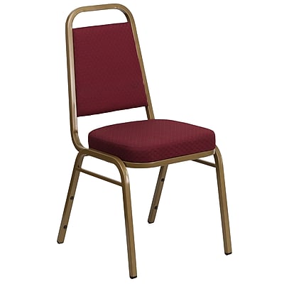 Flash Furniture Hercules Series Trapezoidal Back Stacking Banquet Chair Burgundy Patterned Fabric Gold Frame FDBHF1AG0847