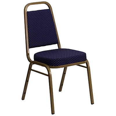 Flash Furniture Hercules Trapezoidal Back Stacking Banquet Chair Navy Pattern Fabric 2.5 Seat Gold Frame FDBHF1AG0849
