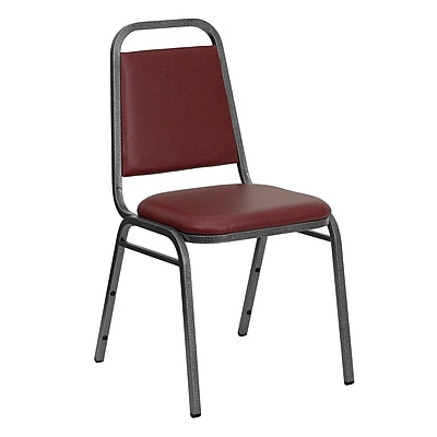 Flash Furniture Hercules Trapezoid Back Stacking Banquet Chair Burgundy Vinyl 1.5 Seat Silver Vein Frame FDBHF2BYVYL