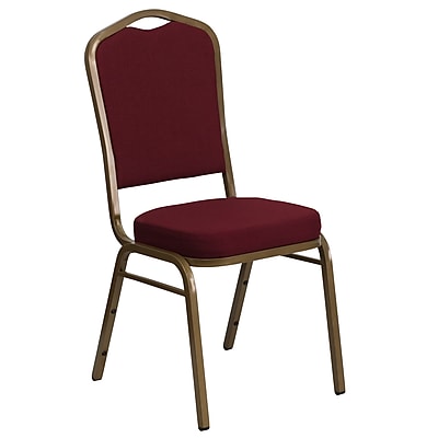 Flash Furniture Hercules Series Crown Back Stacking Banquet Chair Burgundy Fabric 2.5 Seat Gold Frame FDC01AG3169