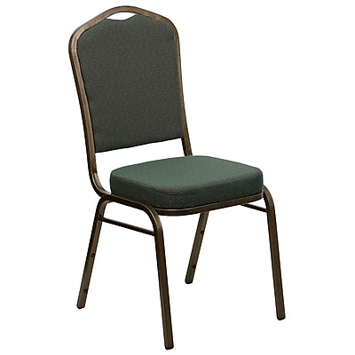 Flash Furniture Hercules Crown Back Stacking Banquet Chair Green Pattern Fabric 2.5 Seat Gold Vein Frame FDC01GV0640