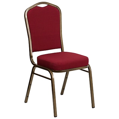 Flash Furniture Hercules Crown Back Stacking Banquet Chair Burgundy Fabric 2.5 Thick Seat Gold Vein Frame FDC01GV3169