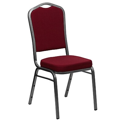 Flash Furniture Hercules Crown Back Stacking Chair Burgundy Fabric 2.5 Seat Silver Vein Frame FDC01SV3169