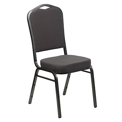 Flash Furniture Hercules Crown Back Stacking Chair Gray Fabric 2.5 Seat Silver Vein Frame FDC01SVGY