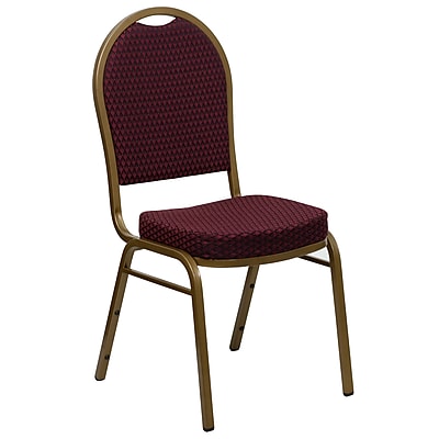 Flash Furniture Hercules Dome Back Stacking Banquet Chair Burgundy Patterned Fabric 2.5 Seat Gold Frame FDC03AGEFE1679
