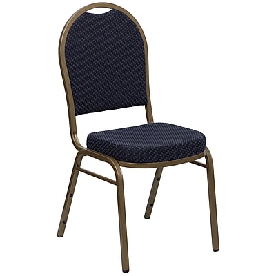 Flash Furniture Hercules Dome Back Stacking Banquet Chair Navy Patterned Fabric 2.5 Seat Gold Frame FDC03AGH203774