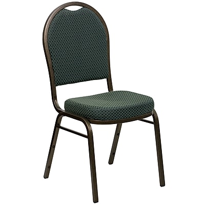 Flash Furniture Hercules Dome Back Stacking Banquet Chair Green Patterned Fabric 2.5 Seat Gold Vein Frame FDC03GV4003