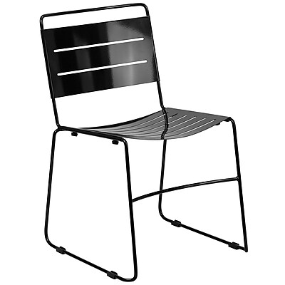 Hercules Series Indoor Outdoor Metal Stack Chair Black HA1BK