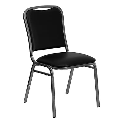 Flash Furniture Hercules Series Stacking Banquet Chair 1.5 D Seat Black Vinyl and Silver Vein Frame