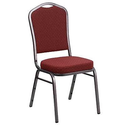 Flash Furniture Hercules Crown Back Stacking Banquet Chair Burgundy Fabric 2.5 Seat Silver Vein Frame NGC01HTS2201SV