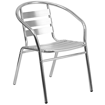 Flash Furniture Aluminum Commercial Indoor Outdoor Restaurant Stack Chair Triple Slat Back TLH017B