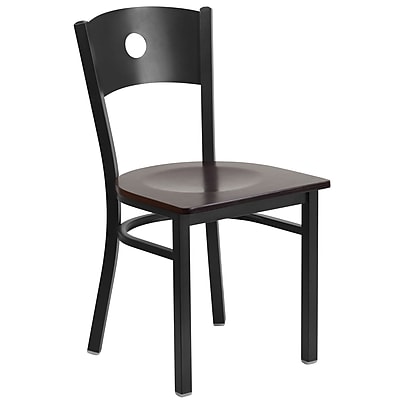 Flash Furniture Hercules Series Black Circle Back Metal Restaurant Chair XUDG6019CIRWALW