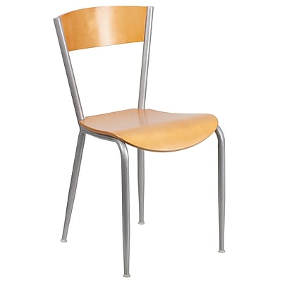Flash Furniture Invincible Series Metal Restaurant Chair Natural Wood Back and Seat XUDG60217