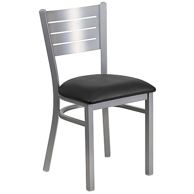Flash Furniture Hercules Series Black Vinyl Slat Back Metal Restaurant Chair XUDG60401BKV