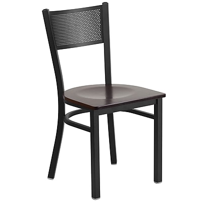 Flash Furniture Hercules Series Black Grid Back Metal Restaurant Chair XUDG615GRDWALW