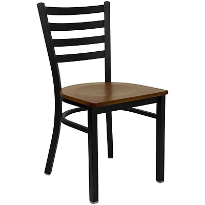 Flash Furniture Hercules Series Black Ladderback Metal Restaurant Chair Cherry Wood Seat XUDG694BLADCHYW