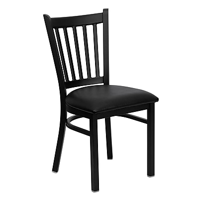 Flash Furniture Hercules Series Black Vertical Back Metal Restaurant Chair XUDG6Q2BVRTBLKV