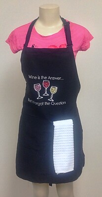 Kaufman Sales Wine Is The Answer Rhinestone Printed Apron