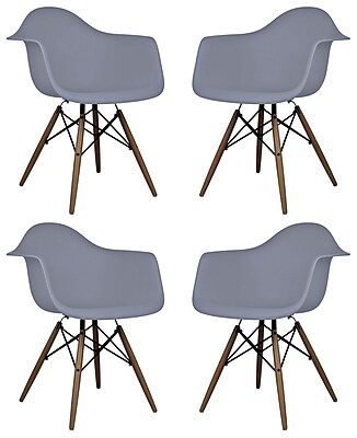 eModern Decor Scandinavian Arm Chair Set of 4 ; Dark Gray