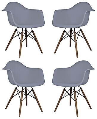 eModern Decor Scandinavian Arm Chair Set of 4 ; Dark Gray