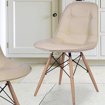AdecoTrading Side Chair Set of 2 ; Beige