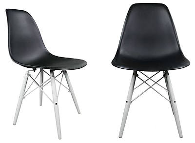 eModern Decor Slope Side Chair Set of 2 ; Black