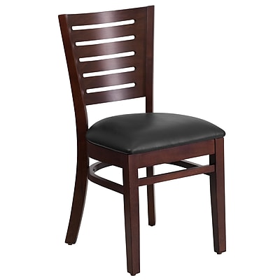 Flash Furniture Darby Series Slat Back Wood Restaurant Chair Walnut Finish with Black Vinyl Seat XUDGW018WALBKV