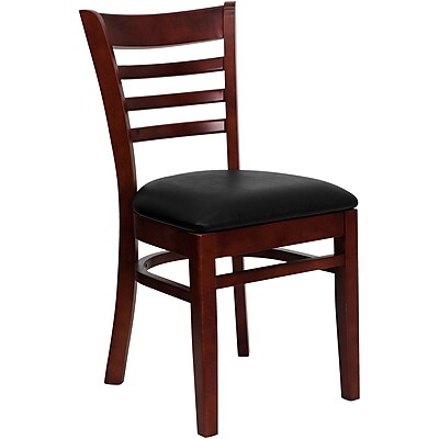 Flash Furniture Hercules Series Ladder Back Wood Restaurant Chair Mahogany Finish with Black Vinyl Seat XUDGW5LADMAHBKV