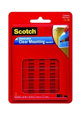 Scotch Removable Mounting Squares 11 16 x 11 16 Clear 35 Pack