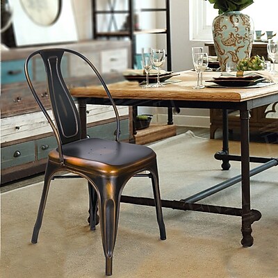 Laurel Foundry Modern Farmhouse Sasha Vintage Stacking Dining Chair Set of 2 ; Copper