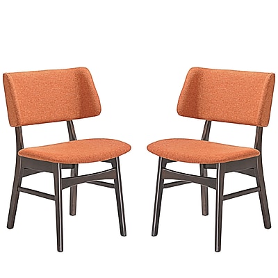 Modway Vestige Linen Dining Side Chair Walnut Orange EEI 2024 WAL ORA SET