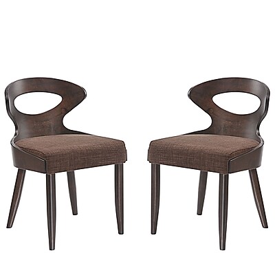 Modway Transit Linen Dining Side Chair Set of Two Walnut Brown EEI 2058 WAL BRN SET