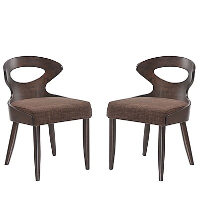 Modway Transit Linen Dining Side Chair Set of Two Walnut Brown EEI 2058 WAL BRN SET