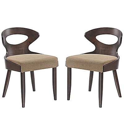 Modway Transit Linen Dining Side Chair Walnut Latte EEI 2058 WAL LAT SET