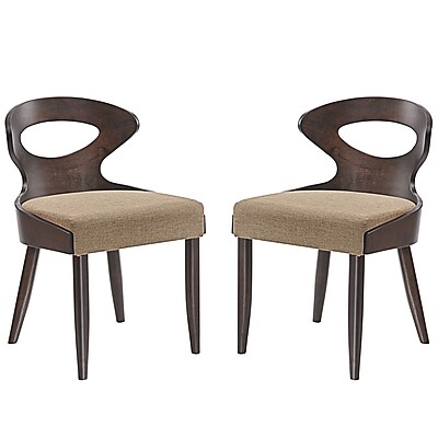 Modway Transit Linen Dining Side Chair Walnut Latte EEI 2058 WAL LAT SET