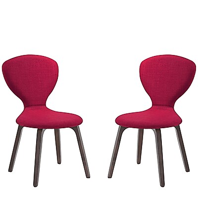 Modway Tempest Linen Dining Side Chair Walnut Red EEI 2060 WAL RED SET