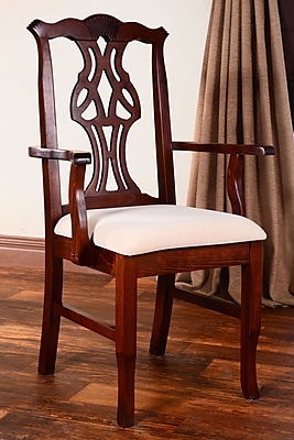 Benkel Seating Chippendale Arm Chair; Medium Oak